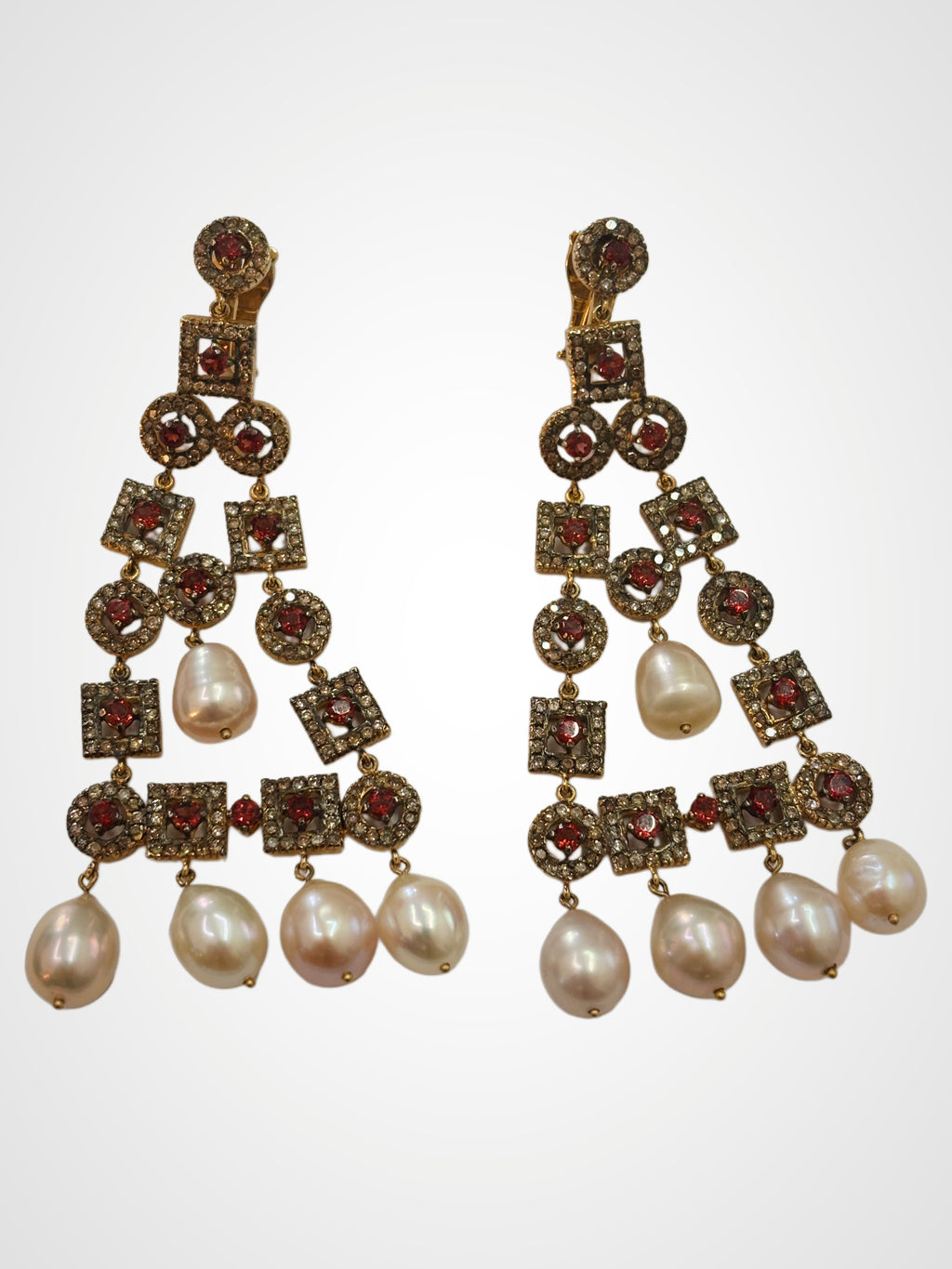 EARRING VINTAGE YELLOW GOLD 18KT 47GR - diamonds