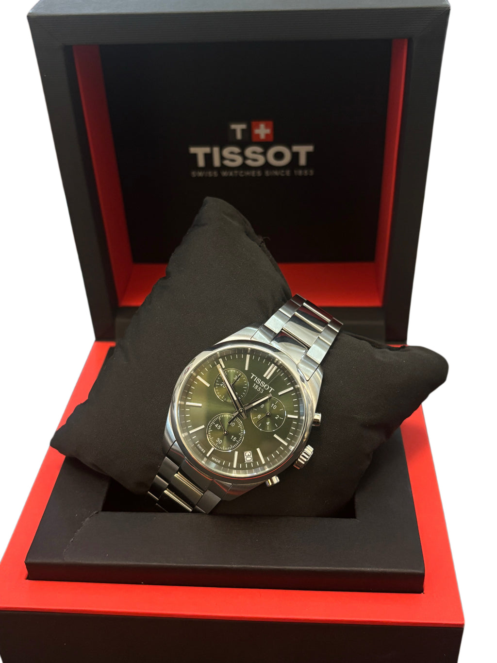 Tissot chronograph green dial CHRONOGRAPH T150.41711.091.00 STAINLESS STEEL PR 100 40 mm