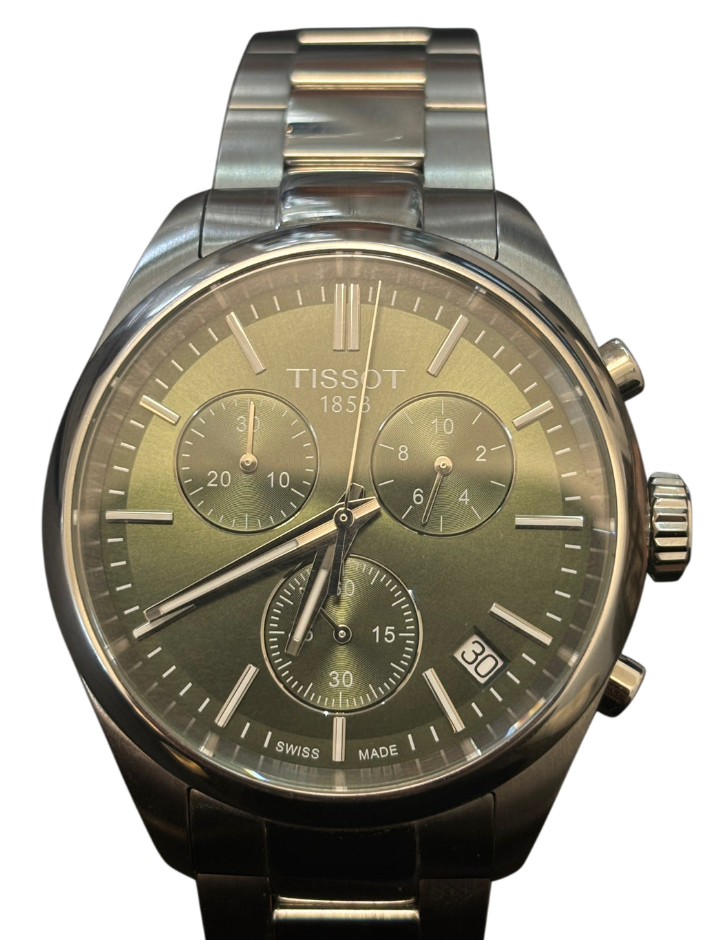 Tissot chronograph green dial CHRONOGRAPH T150.41711.091.00 STAINLESS STEEL PR 100 40 mm